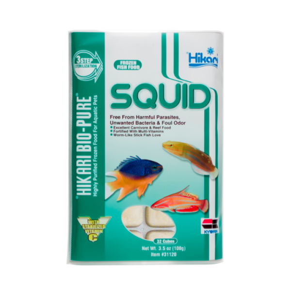Squid Sticks Cube 3.5 Oz A Frozen Food From Hikari For Saltwater