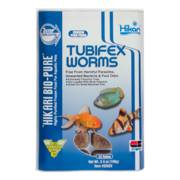 Tubifex Worms Cube 3.5 Oz A Frozen Food From Hikari For Saltwater