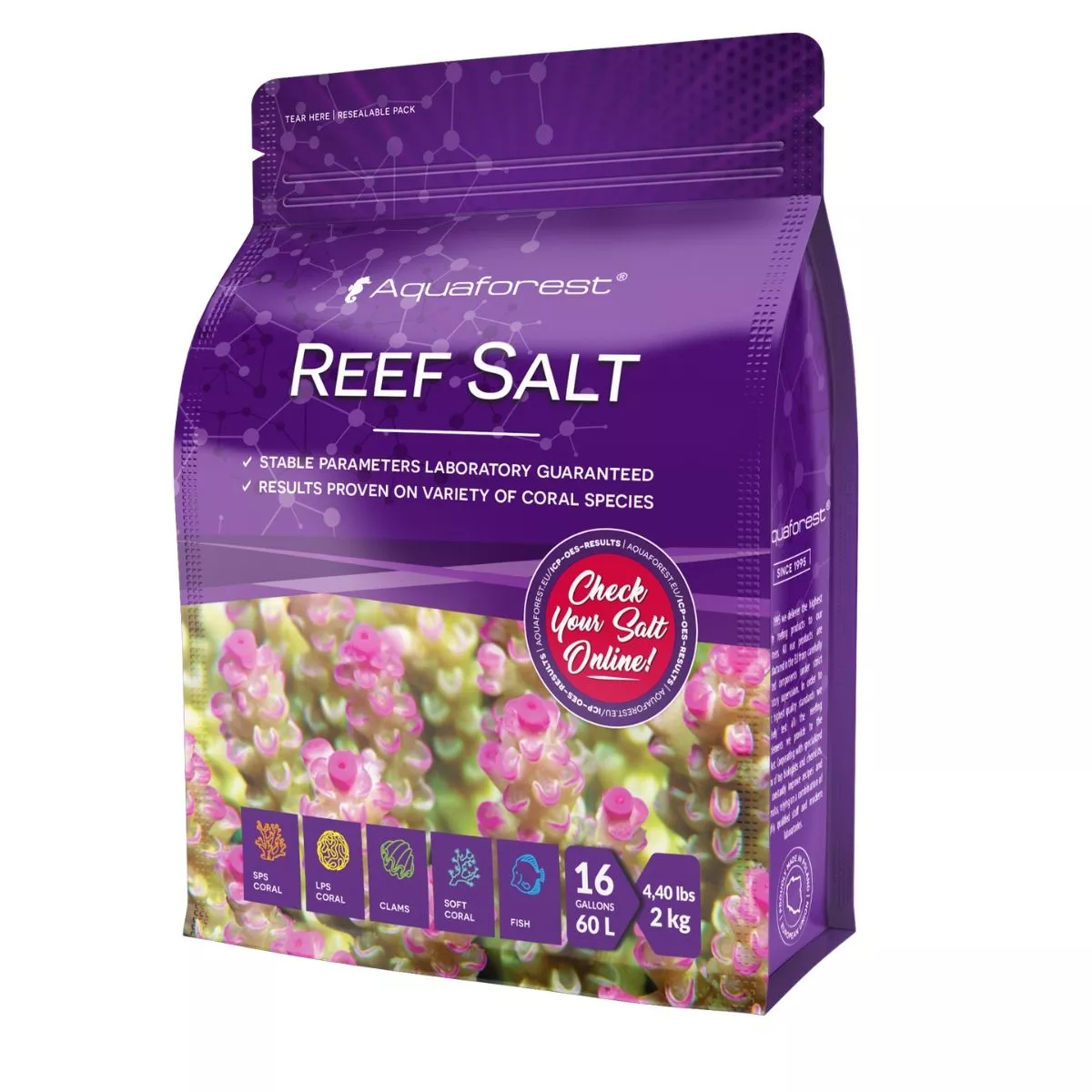 Aquaforest Reef Salt Mix - 4.4 lbs | Perfect for Salty Aquariums - Easy To Mix Aquarium Salt With Plants