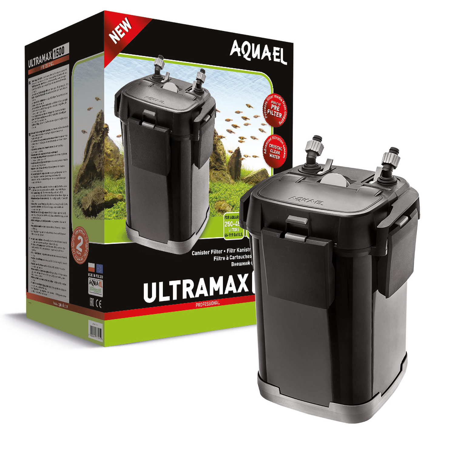 Aquael - Cannister Filter UltraMax 1500 - 66-119 gallons