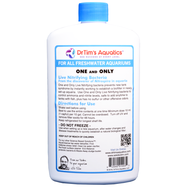 Freshwater One & Only by Dr. Tim's Aquatics: 16 oz bacteria treatment for quick cycling—help your tank thrive!