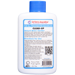 Dr. Tim's Freshwater Clear-Up 4 oz additive for crystal-clear aquariums—perfect for fresh and salty waters.