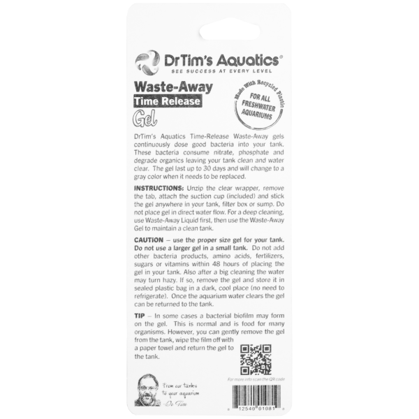 Freshwater Waste-Away Gel by Dr. Tim's Aquatics - Small size for 10-gallon tanks. Eco-friendly cleaner