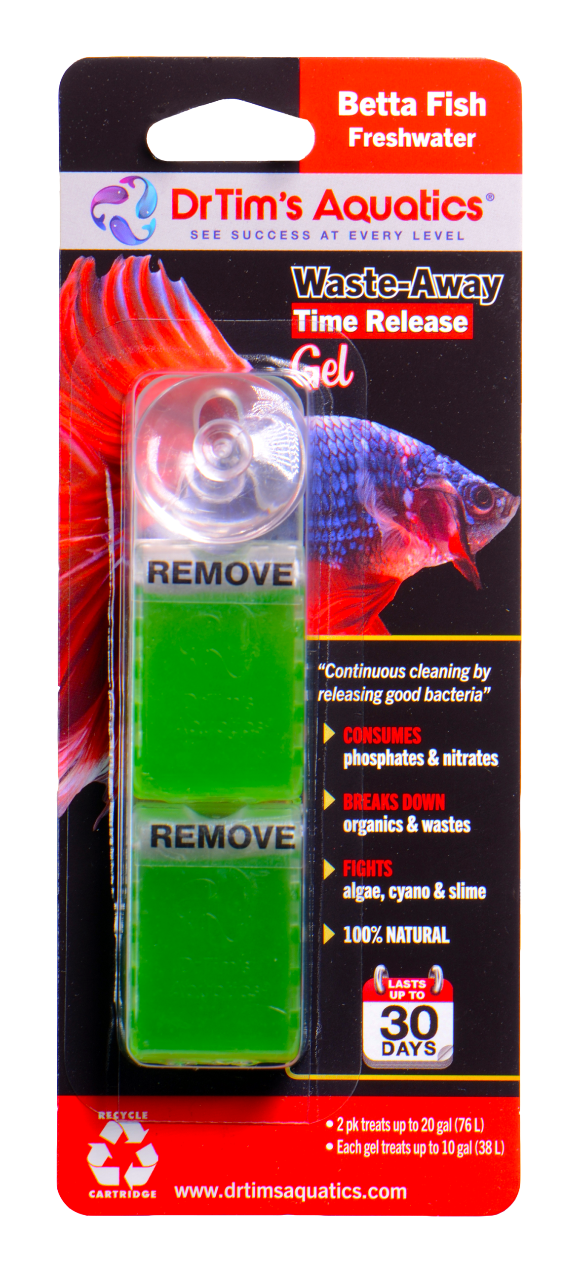 Waste Away Gel - Betta - SM (up to 20 ga / 2 pk)