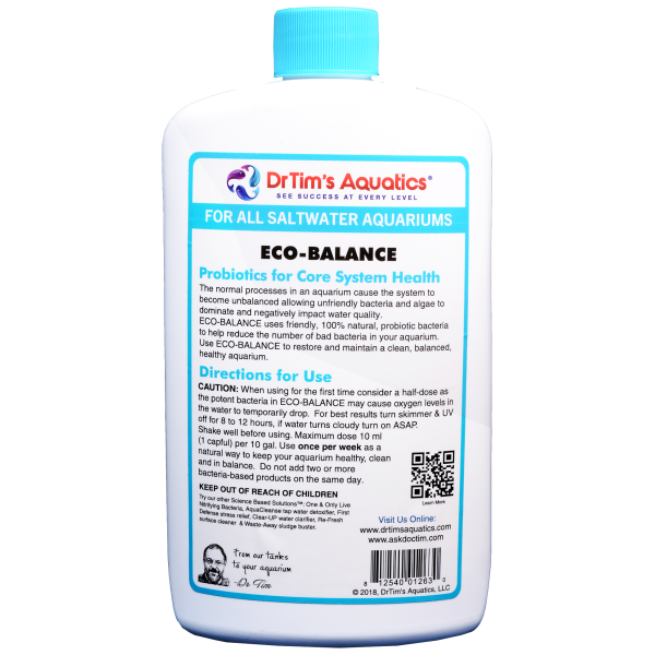Dr. Tim's Aquatics Saltwater Eco-Balance 16 oz - Bacteria cycling additive for healthy marine environments. Treat up to 480 gallons!