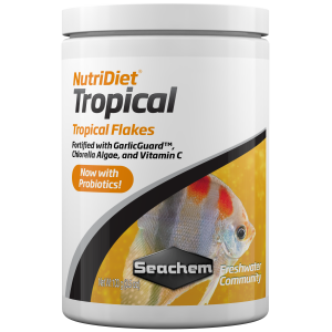 NutriDiet Tropical Flakes w/Probiotics 100g by Seachem - Feed your fish fresh flakes for a happy