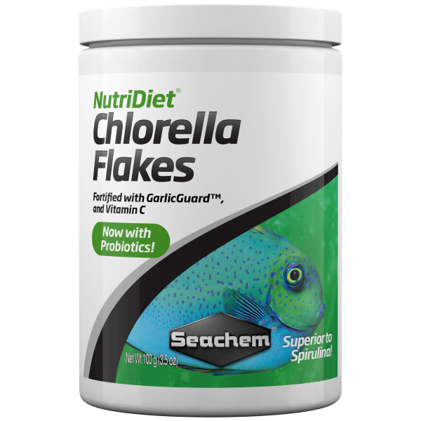 NutriDiet Chlorella Flakes w/Probiotics for Freshwater Aquariums - 100g of tasty fish food fun from Seachem!