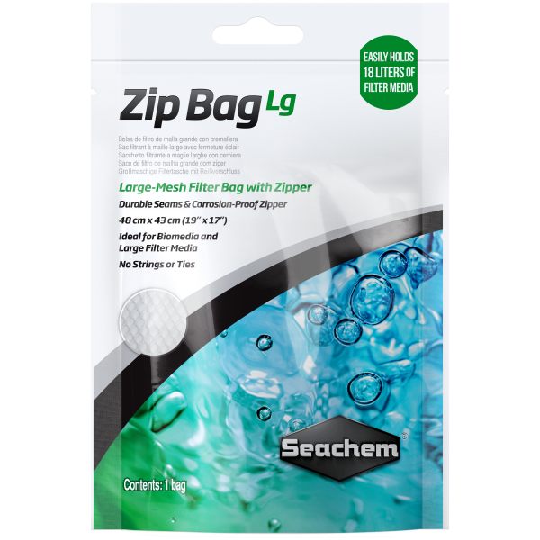 Seachem Large Mesh Zip Bag for effortless aquarium maintenance—keeping your fresh and salty waters crystal clear!