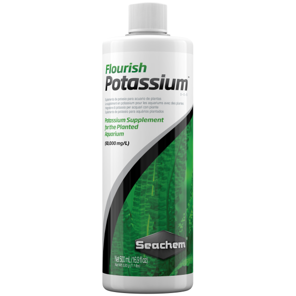 Flourish Potassium 500 ml by Seachem - Essential fertilizer for aquatic plants in fresh and salty setups
