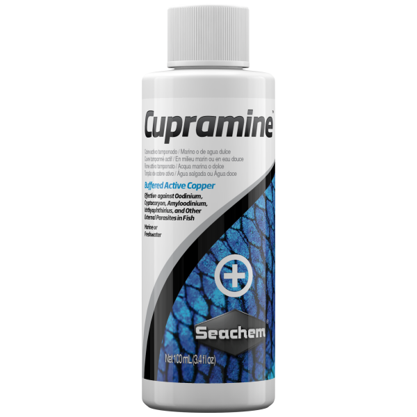Seachem Cupramine 100ml for Freshwater Aquariums—your go-to for a clean and happy aquatic environment!