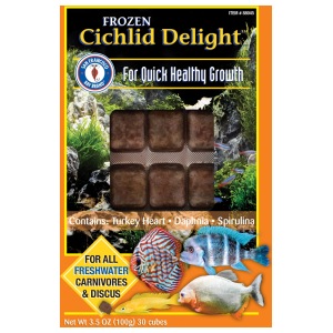 Cichlid Delight cubes 100g by San Francisco Bay - nutritious frozen treats for your cichlid friends