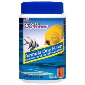 Formula One Flake Food 5.5 oz by Ocean Nutrition – premium dry food for fresh and salty aquatic friends in your aquarium!