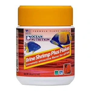Brine Shrimp Plus Flake Food (1.2 oz) for fresh and salty aquariums – nutritious bites from Ocean Nutrition!