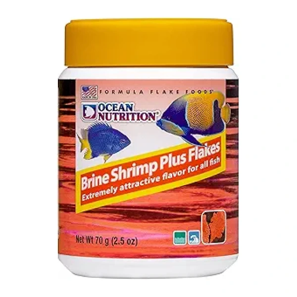 Ocean Nutrition Brine Shrimp Plus Flake Food 5.5 oz - Nutritious treats for both fresh and salty fish