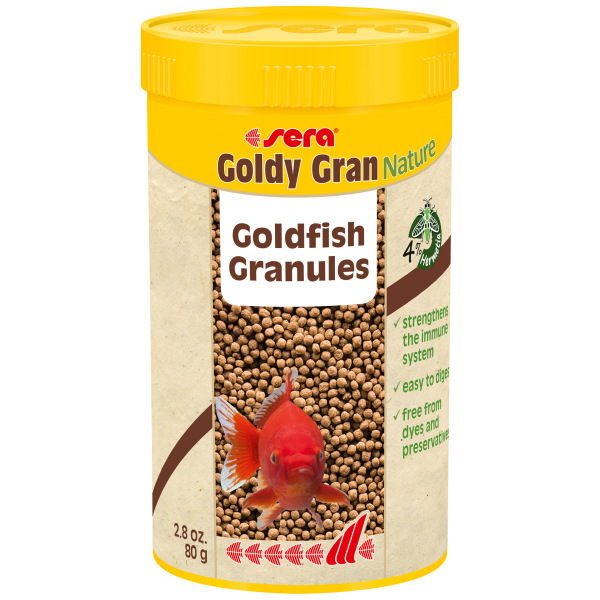Sera Goldy Gran Nature 250ml – Delight your goldfish with premium granules for fresh aquatic feasts!