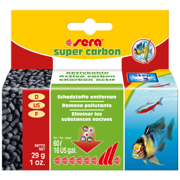 Sera Super Carbon 1 oz for fresher waters - Perfect filter media for your freshwater and saltwater tanks!