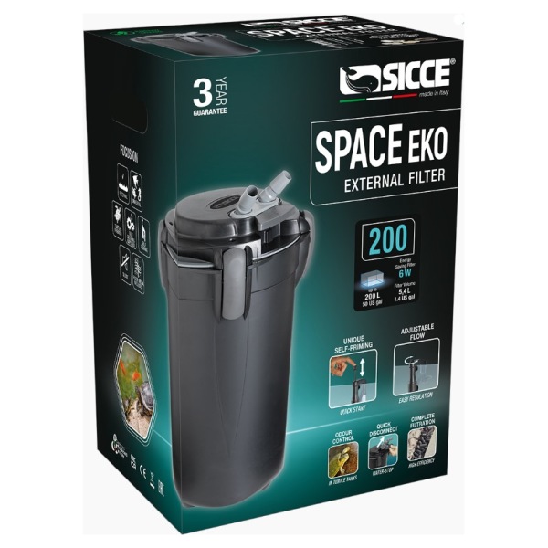 Elevate your aquatic paradise with the Sicce Space Eko 200 Canister Filter! With a flow rate of 190 GPH