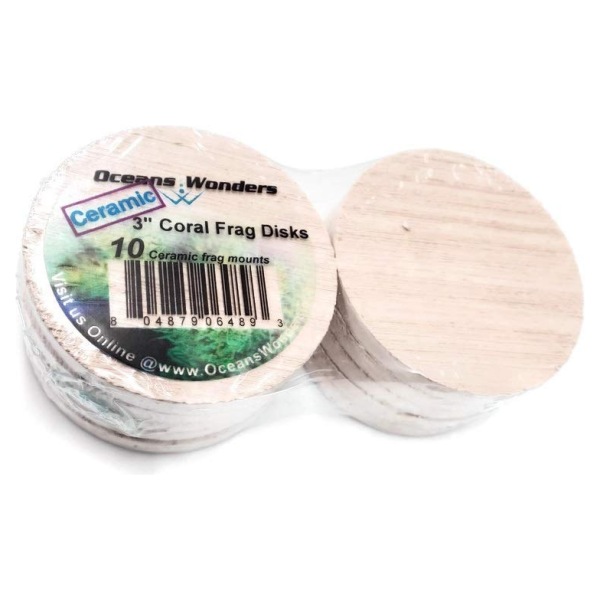 Ocean Wonders 3" Ceramic XXL Coral Frag Disk - perfect fragging supplies for fresh & salty aquariums! Get your corals thriving!