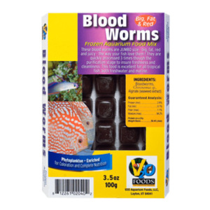 Nutritious 100g Bloodworms by V2O Aquarium Foods - a tasty treat for your freshwater friends! Perfect for hungry fish!