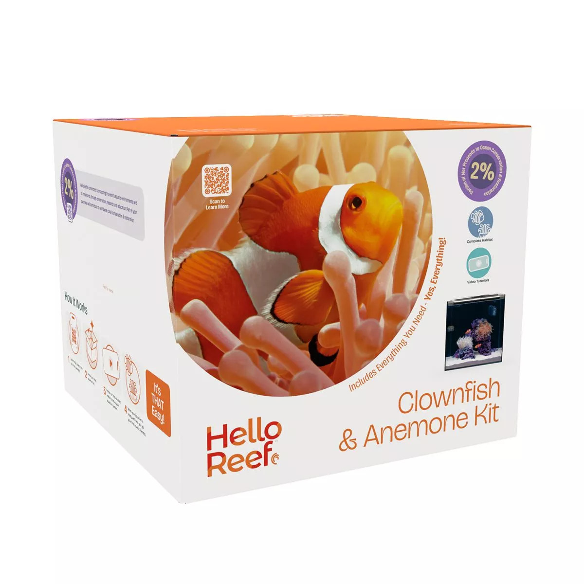 HelloReef Clownfish and Anemone Saltwater Aquarium Starter Kit, 15-gal