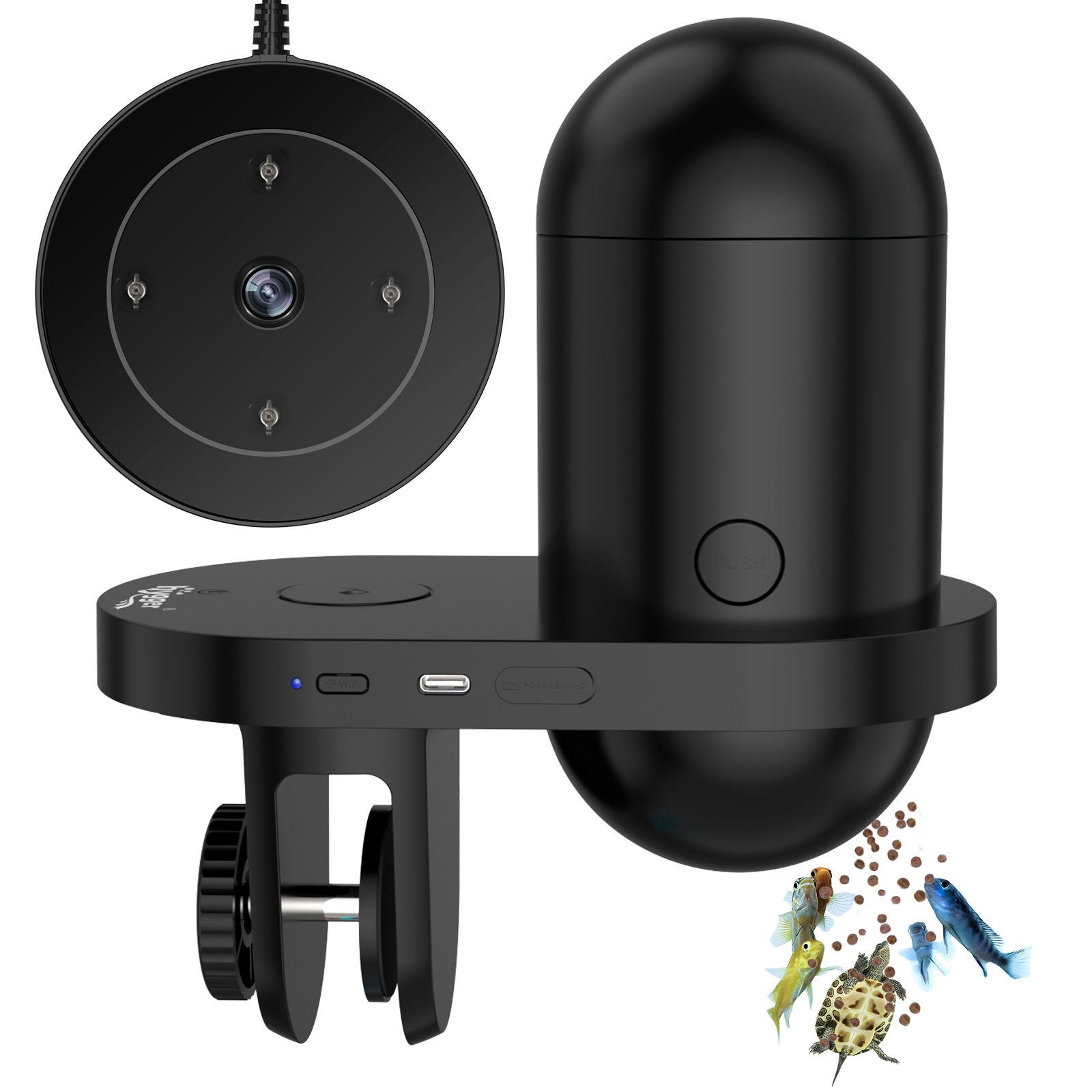Hygger - Fish Feeder w/camera - Black